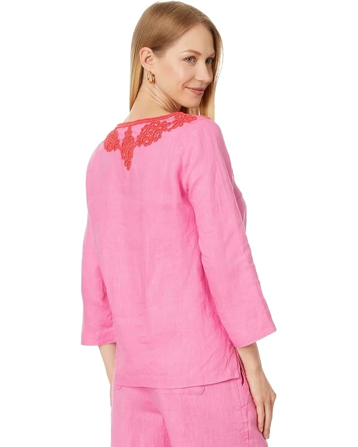 Lilly Pulitzer Elyn Beaded 3/4 Sleeve Linen Top | Shirts & Tops 2 Lilly Pulitzer Elyn Beaded 3/4 Sleeve Linen Top | Shirts & Tops - Image 2