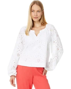 Lilly Pulitzer Maisha Long Sleeve Eyelet Top | Shirts & Tops