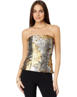 Lilly Pulitzer Camilo Strapless Floral Jacquard Top | Shirts & Tops