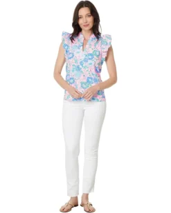 Lilly Pulitzer Klaudie Ruffle Sleeve Cotton Top | Shirts & Tops -Pulitzerly Store 71Eqs8ahCPL. AC SR736920