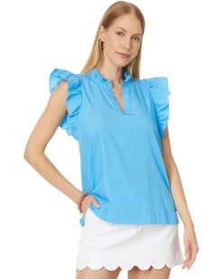 Lilly Pulitzer Klaudie Ruffle Sleeve Cotton Top | Shirts & Tops -Pulitzerly Store 71Y1lHErpiL. AC SR736920