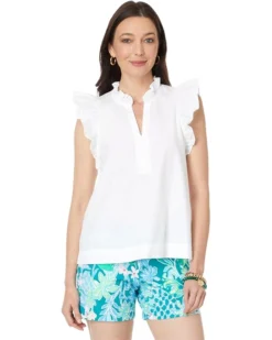 Lilly Pulitzer Klaudie Ruffle Sleeve Cotton Top | Shirts & Tops -Pulitzerly Store 71Yiv11iPL. AC SR736920
