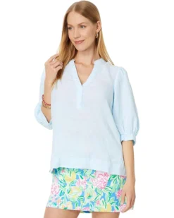 Lilly Pulitzer Mialeigh Elbow Sleeve Linen Top | Shirts & Tops -Pulitzerly Store 71suGQBVS6L. AC SR736920