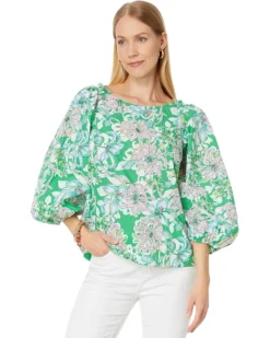 Lilly Pulitzer Barbara 3/4 Sleeve Cotton Top | Shirts & Tops