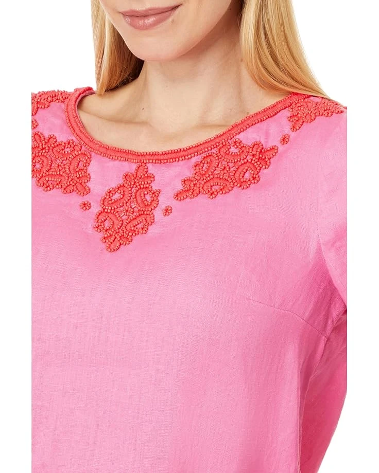 Lilly Pulitzer Elyn Beaded 3/4 Sleeve Linen Top | Shirts & Tops 3 Lilly Pulitzer Elyn Beaded 3/4 Sleeve Linen Top | Shirts & Tops - Image 3