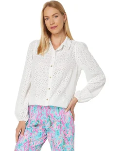 Lilly Pulitzer Sea Breeze Eyelet Button-Down | Shirts & Tops -Pulitzerly Store 81i8L9AhbWL. AC SR736920