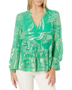 Lilly Pulitzer Sarita Long Sleeve Silk Top | Shirts & Tops
